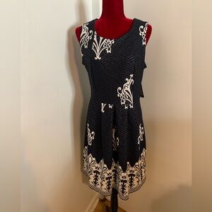 Navy and white sleeveless dress